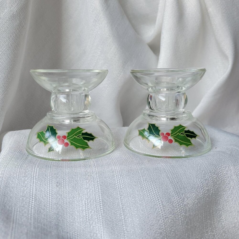 Avon Holiday Hostess Collection Glass Candlesticks